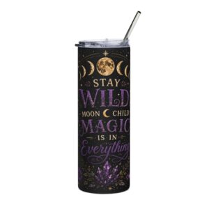 Stay Wild Moon Child Tumbler purple moon magic stainless steel travel cup