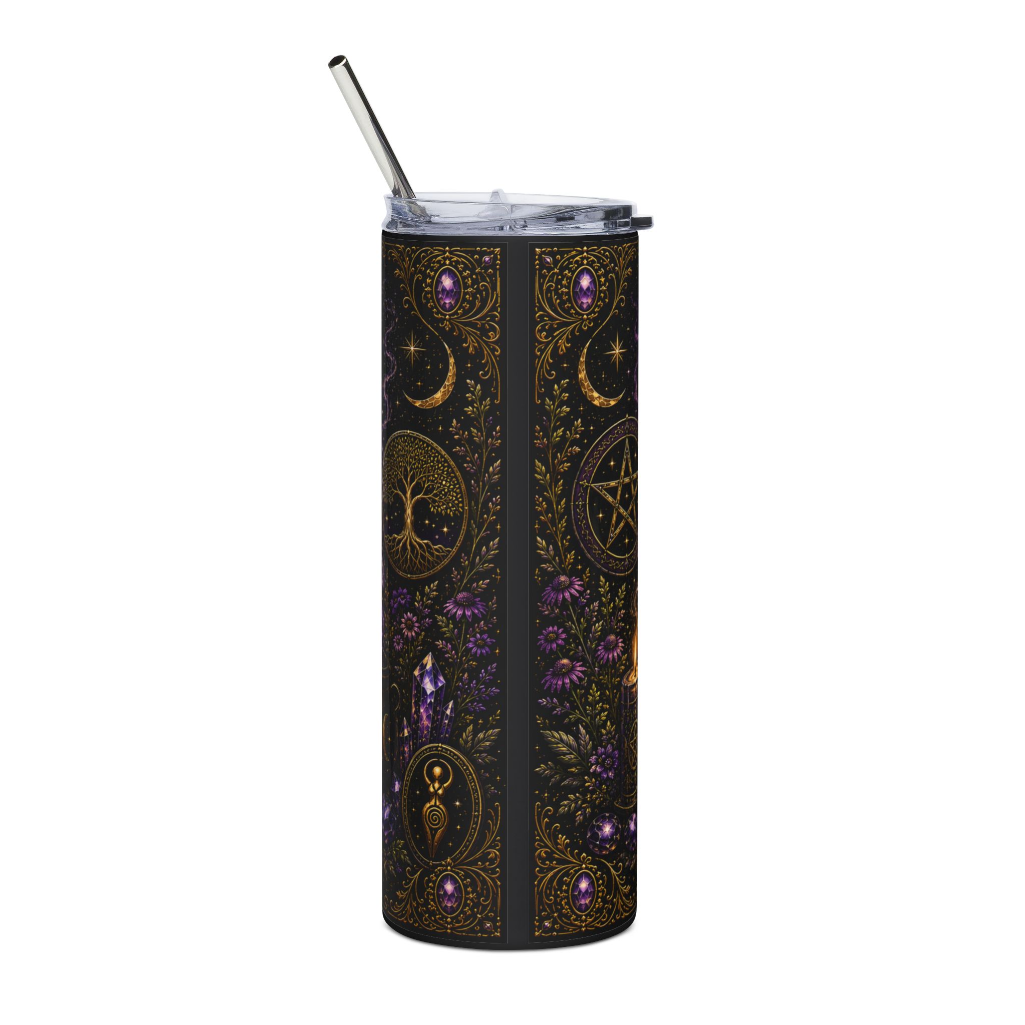 Pagan Pride Tumbler – Triple Moon Pentacle 20oz Stainless Steel Travel Cup - Image 3