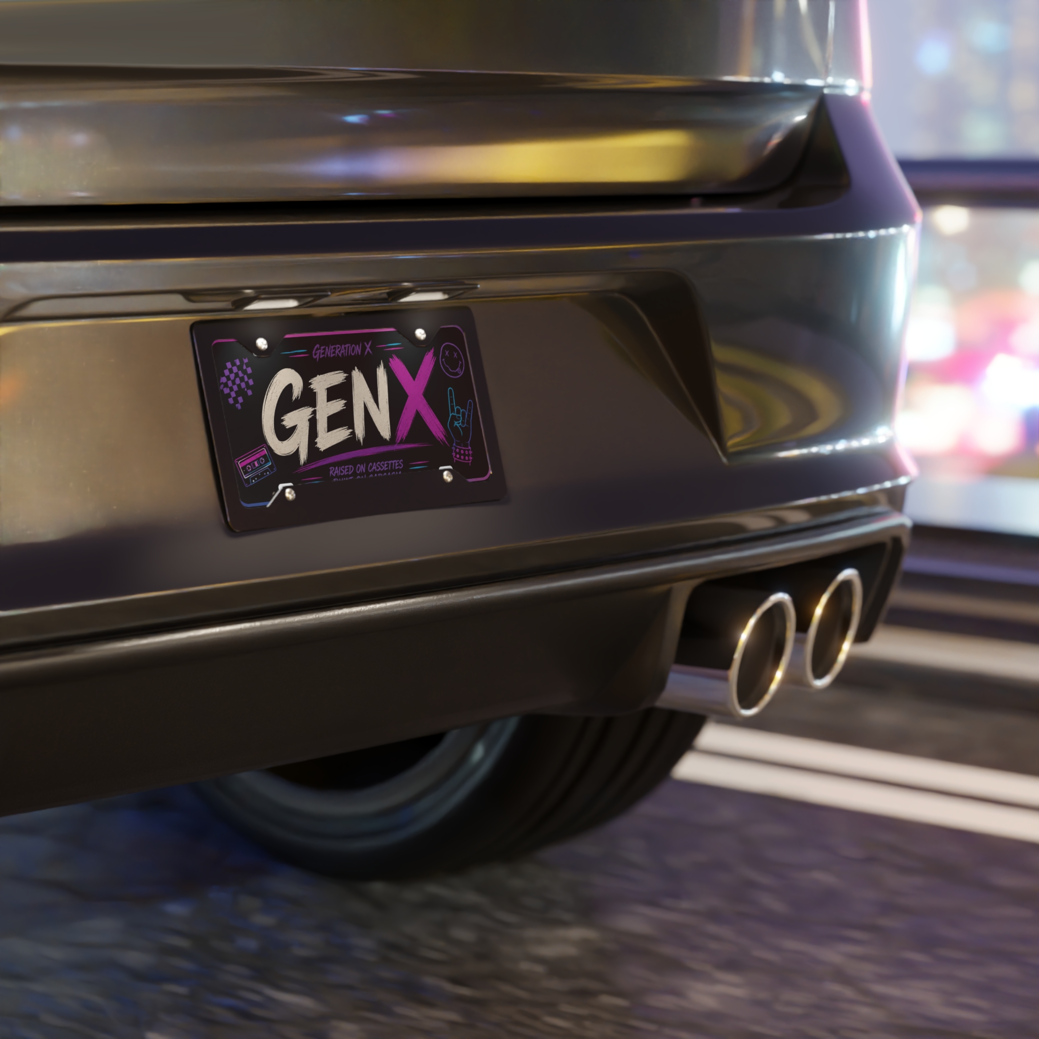 Best Gen X Vanity Plate | Raised on Cassettes Retro License Plate 80s - Image 3