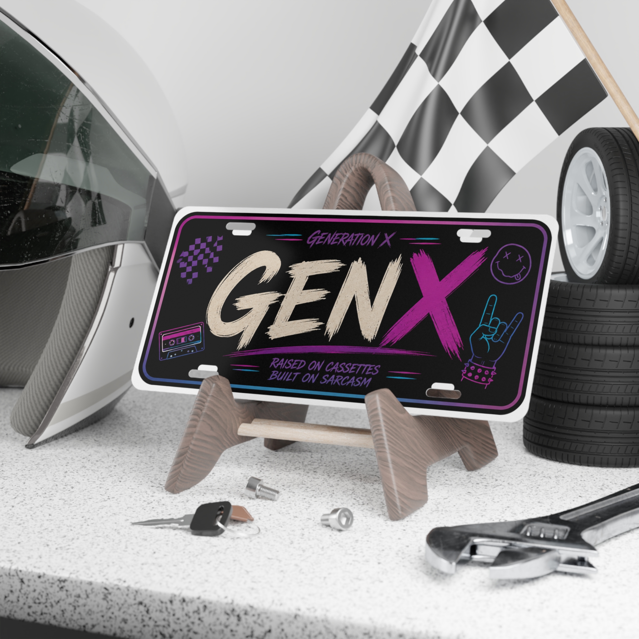 Best Gen X Vanity Plate | Raised on Cassettes Retro License Plate 80s - Image 4