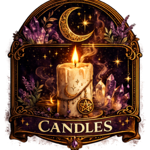 Mystic candles category featuring spiritual candle designs with moon, crystal, and mystical themes